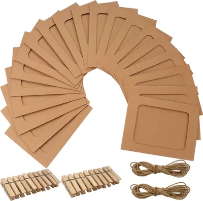Produktbild von 20er Set Kunstpapier Rahmen Fotoframe Hängealbumhalter mit Mini-Klippe und Hanfseil, 11,5 x 15,5 cm, für Heimwanddekoration (Kunststoffpapier, Farbe)