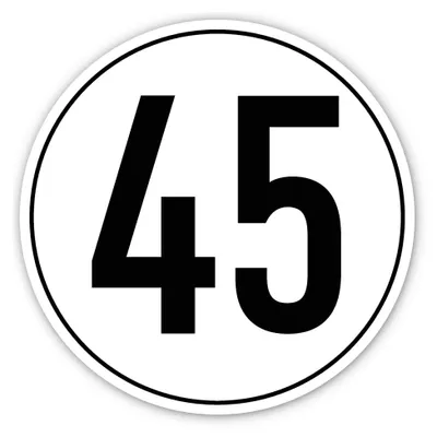 Runder Geschwindigkeitsaufkleber 45 km/h, Ø 200 mm, 1 Stück