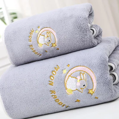 Produktbild von Badetuch Koralle Fleece Wasserabsorption weich verdicken Duschtuch für Home Beach grau 34x76