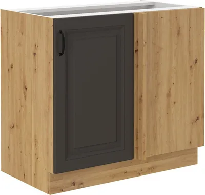 Obrázek produktu pro Prodloužená rohová skříňka SOPHIA - šířka 105 cm, tmavě šedá / dub artisan