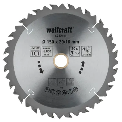 Produktbild von Wolfcraft® Kreissägeblatt Serie braun HM, 20 Zähne ø150mm