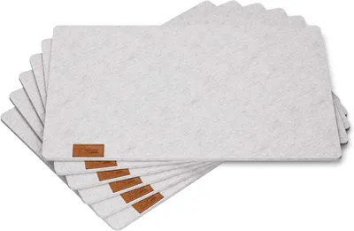 Produktbild von 6er Set abwaschbare Tischsets aus Filz in Grau 45x30 cm und 6 mm Dicke
