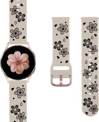 Produktbild von Stravo 20 mm Silikonarmband Blumenmuster – Galaxy Watch 4–7, Garmin Vivoactive/Forerunner/Venu/Vivomove, Huawei – starlight/schwarz