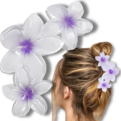 Produktbild von Große Haarspange, Plumeria-Blume, lila Kiefer