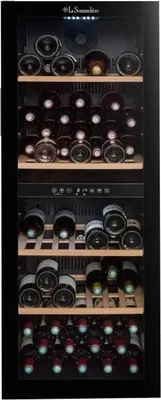 Image de Cave à Vin de Service LA SOMMELIERE SLS90DZ, 91 Bouteilles, Porte Vitrée Réversible, , Noir, 48 x 57,5 x 128,5 cm