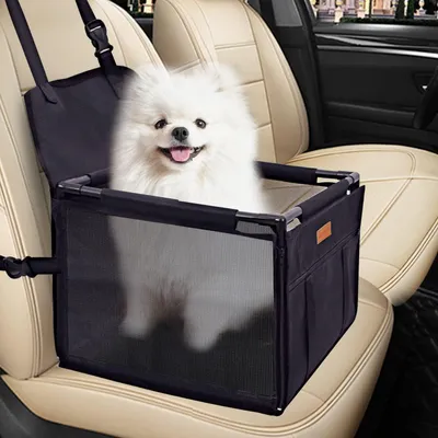 Productafbeelding van Autostoel voor kleine honden, stabiel, waterdicht, zwart, met veiligheidsgordel