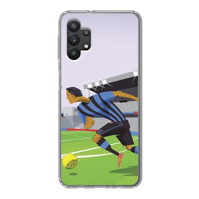 Produktbild von MuchoWow® Handyhülle Schutzhülle Hülle für Samsung Galaxy A32 5G Eine Illustration von Spielern, die in einem Stadion Fußball spielen - Junge - Mädchen - Kinder Silikon Softcase Handy Hülle - Softcase