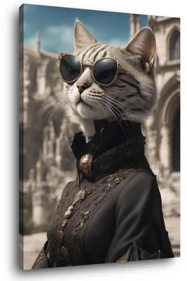 Image de Tableau sur toile chat gothique 65x97 cm, Tableau mural moderne pour décoration intérieure
