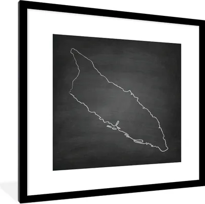 Produktbild von MuchoWow® Gerahmtes Poster Schwarze und weiße Illustration von Aruba auf einer Kreidetafel 40x40 cm - Poster mit Schwarzem Bilderrahmen Wandposter Rahmen Foto Bilder - Poster - Plakat im Rahmen