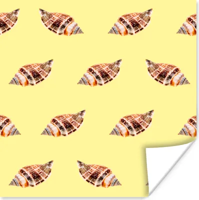 Produktbild von MuchoWow® Poster Muscheln - Muster - Gelb 75x75 cm - Wand Dekoration