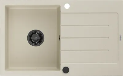 Produktbild von Mexen Bruno Granitspüle mit einem Becken und einer Abtropffläche 795 x 495 mm, Beige, Siphon Schwarz - 6513791010-69-B