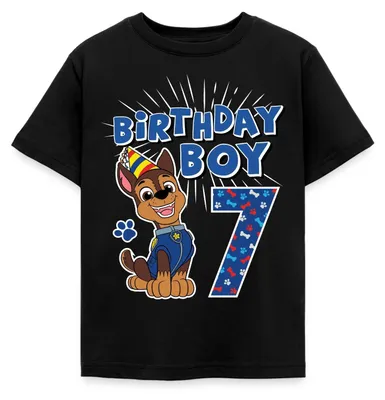 Produktbild von Spreadshirt Paw Patrol Geschenk 7 Jahre Alt 7. Geburtstag Chase Kinder T-Shirt, 122/128 (7-8 Jahre), Schwarz