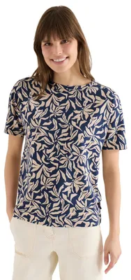 Produktbild von Cecil Shirt mit Boatneck und floralem Print Sporty Denim Blue M