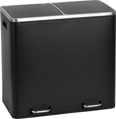 Produktbild von SVITA TM2X24 Treteimer 48 Liter Schwarz Abfalleimer Mülleimer Design Mülltrennung Papierkorb Küchen-Ordnung Trennsystem
