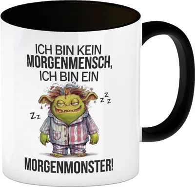 Produktbild von Verschlafenes Morgenmonster Kaffeebecher in schwarz Monster