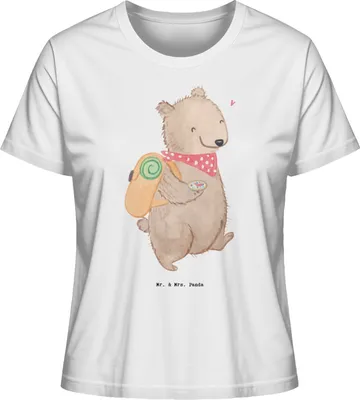 Produktbild von Mr. & Mrs. Panda Damen T-Shirt Bär Wandern Größe S - Weiß - Geschenk, Bergsteigen, Natur Entdecken, Outdoor Sport, Oberteil, Freizeitsport, Basic Shirt, Kurzarmshirt