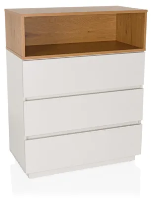 Immagine prodotto di Comodino moderno con 3 cassetti e 1 ripiano aperto