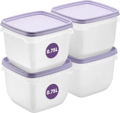 Productafbeelding van SmartStore vershoudcontainers met deksel en koelkastorganizer, 0,75 liter, set van 4
