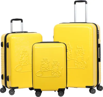 Produktbild von Biggdesign Cats Hartschalen-Koffersets, 100% ABS Hartschalen-Koffer mit 360° Spinner-Rädern, Reisekoffer, TSA Lock System, leicht, 3 Stück, 20 - 30 - 45 kg Tragfähigkeit, gelb