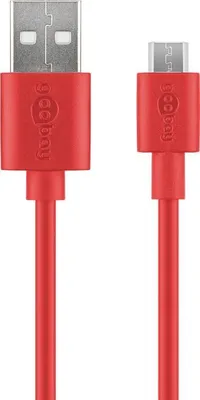 Produktbild von Goobay 43700 Micro USB Lade- und Synchronisationskabel, 1 m, Rot - für Android-Geräte, Rot
