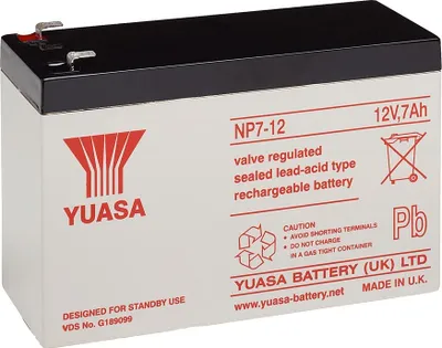 Zdjęcie produktu dla Yuasa NP7-12L, Ołowiany (VRLA), 12 V, 1 szt., Czarny, Biały, 5 lat(a), 20 h