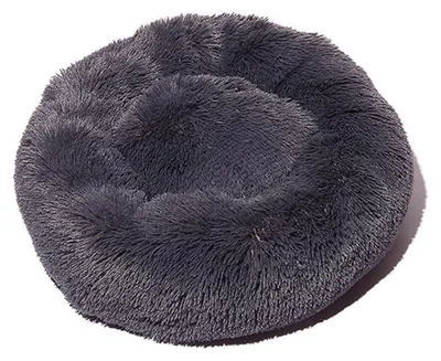Obrázek produktu pro Postel pro psy, postel pro kočky, plyšová, kulatá, 80 cm, tmavě šedá barva, plyš