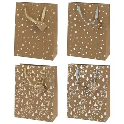 Produktbild von *V* Kraftpapier Geschenktüte, XMAS, 4/s, L, ca.33cmH
