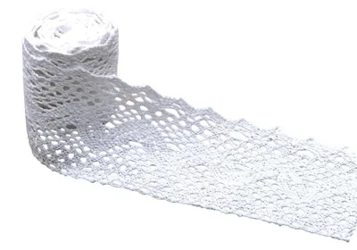 Spitzenband 10 m, weiß, 6 cm breit, Polyester-Baumwolle