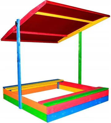 Obrázok produktu pre Pieskovisko Drevené pieskovisko s lavičkami 150x150cm Pieskovisko Pieskovisko na sedenie; rôznofarebné