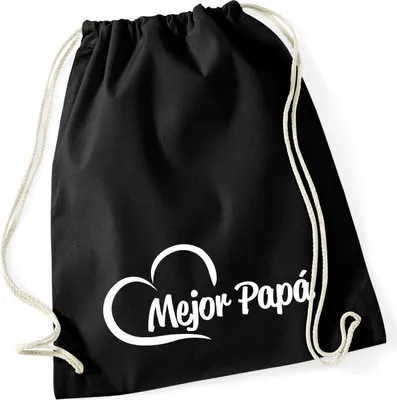 Produktbild von Huuraa Turnbeutel Mejor Papá Corazón 12 Liter Black Baumwolle Rucksack Geschenkidee