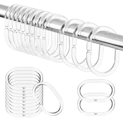 Produktbild von Duschvorhangringe DuschvorhangHaken - 24 Stück - Kunststoff - Transparent - C-Form