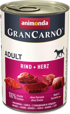 Produktbild von animonda GranCarno Original Adult Rind + Herz, Adult, Rind, 400 g, Zuckerfrei, Ohne Soja