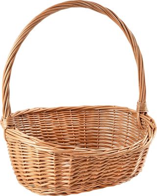 Creative Home Naturlig Oval Einkaufskorb Weidenkorb Schrägem mit Henkel | 37 x 30 x 37 cm (+/- 1cm) | Mittelgroß und Leicht | Handgeflochten | Universell und Langlebig Groß Osterkörbchen Geflochten