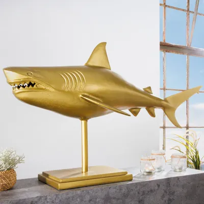 Produktbild von riess-ambiente Skulptur HAI 103cm gold Metall Haifisch