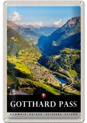 Produktbild von Blechschild Reise 20x30cm Gotthard Pass Wanderung Natur Wälder
