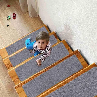Trapmatten 15 Stk. 20x76 cm Antirutsch für Holztreppen Grau