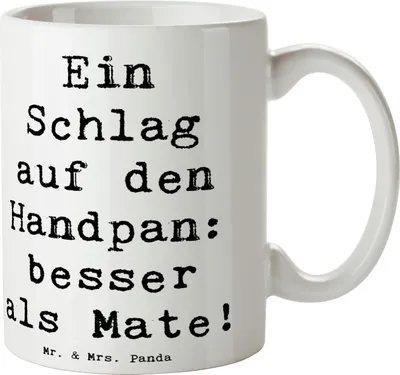 Produktbild von Mr. & Mrs. Panda Teetasse Spruch Handpan Zauber - Weiß - Geschenk, Meditation, Musiker, Klänge, Lernen, Pott, Tasse, Musik, Musikinstrument, Klangschalen, Becher