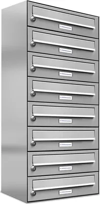 Produktbild von 8er Edelstahl Briefkasten Anlage 8 Fach Wandbriefkasten Postkasten