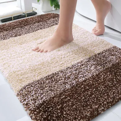 Produktbild von Omgoods – Extra weicher Mikrofaser-Badezimmerteppich, 75 x 50 cm, Braun, maschinenwaschbar