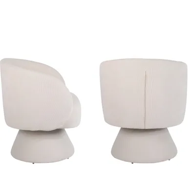 Produktbild von Freizeitstuehle 2 Set Armlehnstuhl Ankleidestuhl Wohnzimmerstuehle Schlafzimmerstuhl Beige Samt Basis um 360¡ã drehbar Schaumstoffpolsterung