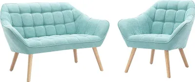 Produktbild von Sofa 2-Sitzer + Sessel - Stoff - Hellgrün - CASERTA