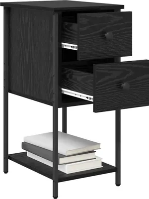 Image de vidaXL Table de nuit 2 pcs chêne noir 32 x 42 x 70 cm bois composite