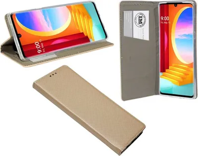 Produktbild von cofi1453® Buch Tasche "Smart" kompatibel mit LG VELVET Handy Hülle Etui Brieftasche Schutzhülle mit Standfunktion, Kartenfach Gold