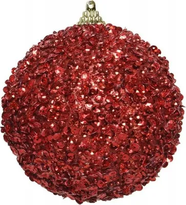 Imagen del producto de Adorno navideño esférico rojo, resistente a golpes, de 10 cm de diámetro