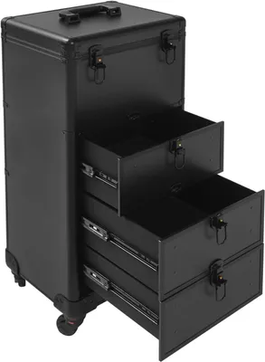Immagine prodotto di Valigetta cosmetica - Carrello per il trucco - Uso professionale - Con serratura di sicurezza - 34 x 27 x 107 cm - Nero