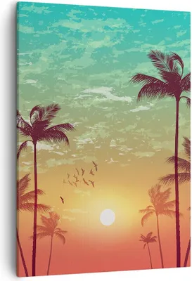 Produktbild von Bild auf Leinwand - Leinwandbild - Einteilig - Horizont Küste Kokosnuss Himmel - 50x70cm - Wand Bild - Wandbilder - Leinwanddruck - Wanddekoration - Leinwand bilder - Wandbild - PA50x70-3121