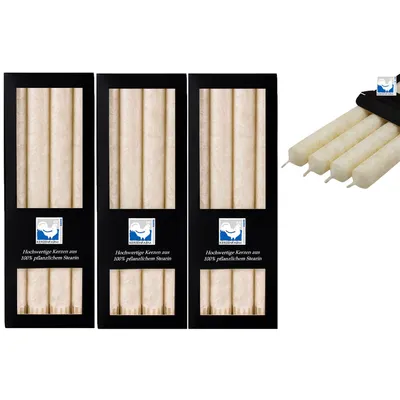 Produktbild von 3 x 4 Stearin Stabkerzen Elfenbein 250 x 22 mm Kerzenfarm Kerzen Candle Set