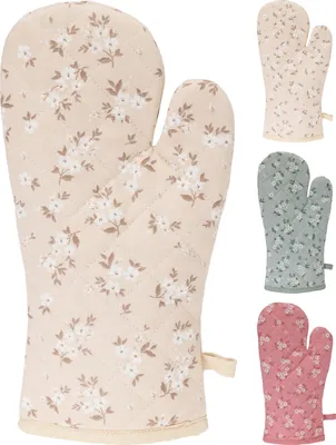 Produktbild von Ofenhandschuh aus Baumwolle 32x18,5 cm mit Blumen