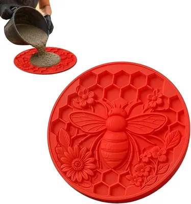 Produktbild von Trittstein-Gießformen für Beton zum Selbermachen, Pflasterstein- und Zementformen mit Blumenmotiv für Garten, Terrasse, Außenbereich, Rasen, Gehweg, Hof, Weg, Pfad und Hinterhof