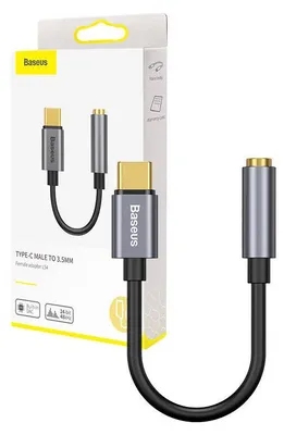 Produktbild von Baseus L54, Schwarz, Grau, USB C, 3.5mm, Männlich, Weiblich, Gerade
